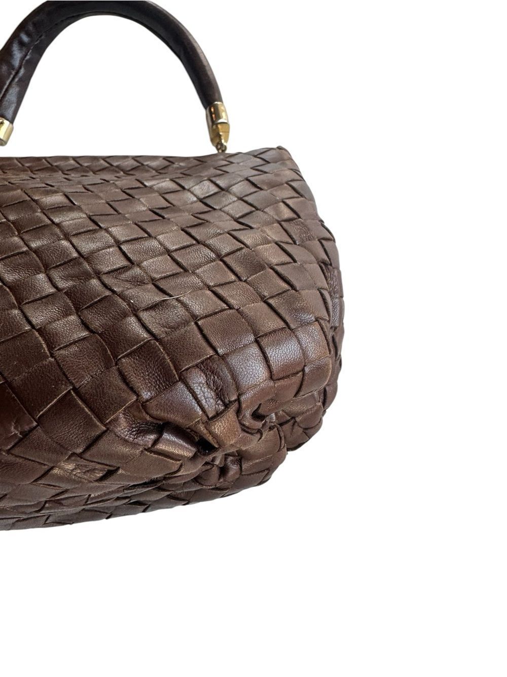 Bottega Veneta Brown Intreciatto Top Handle Vintage Mini Jodie Bag Auth - Picture 10 of 14